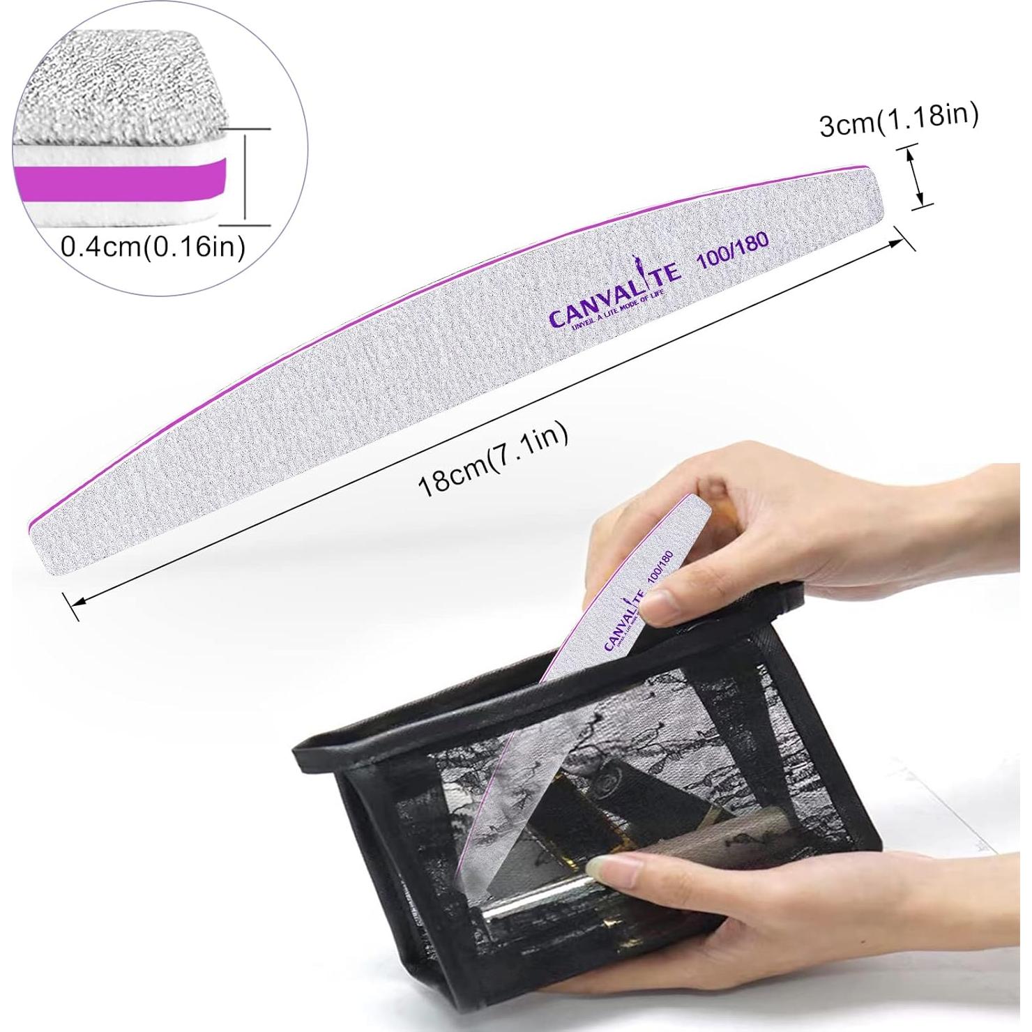 Limas de Uñas Profesionales Canvalite 10 PCS Doble Cara 100/180