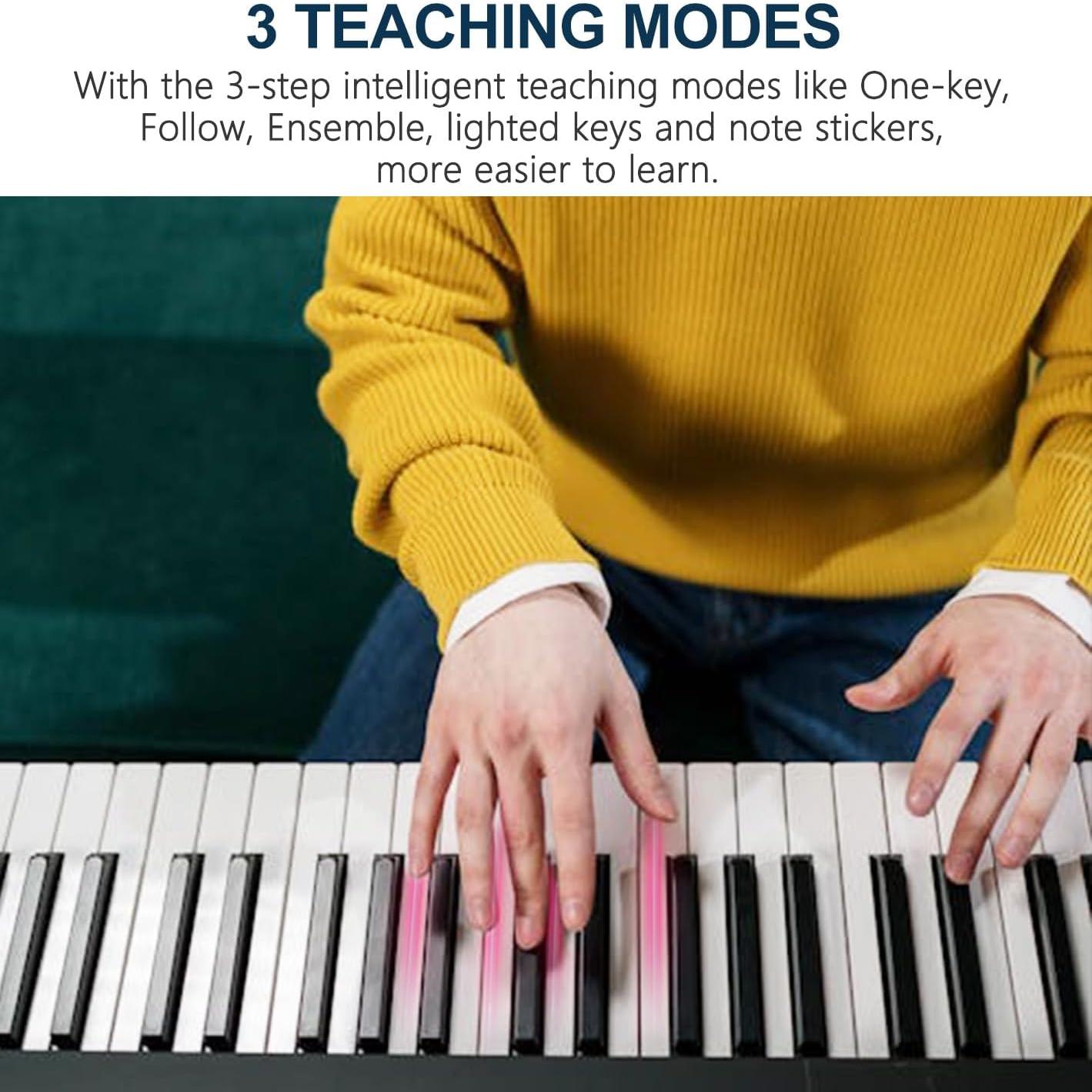 Teclado Electrónico JIKADA-61 con Soporte, Auriculares y Más