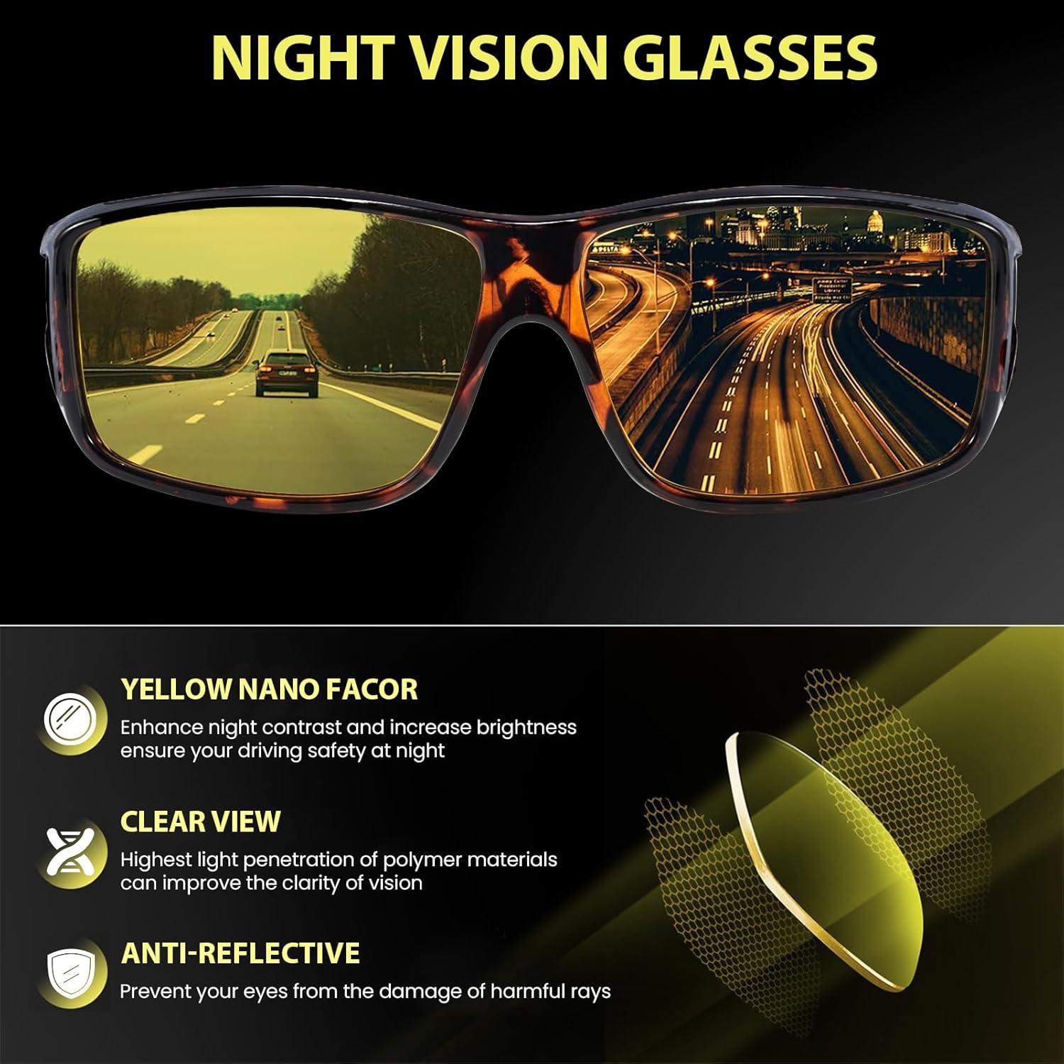 Gafas de Visión Nocturna TJUTR Amarillas Polarizadas Unisex
