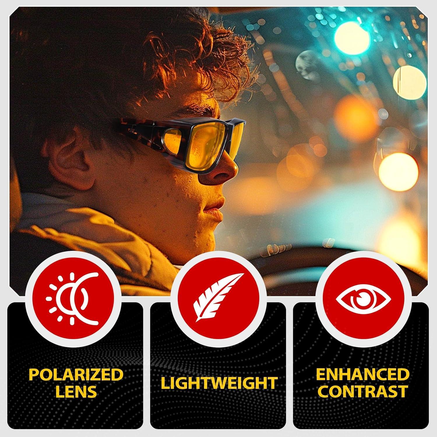 Gafas de Visión Nocturna TJUTR Amarillas Polarizadas Unisex