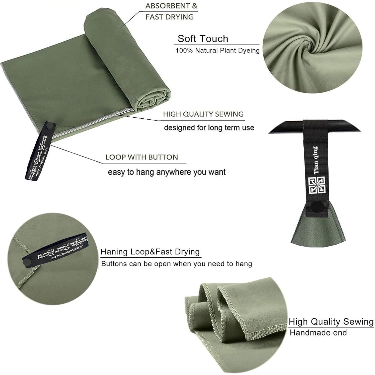 Juego de Toallas de Microfibra Tian Qing 2 Piezas Secado Rápido