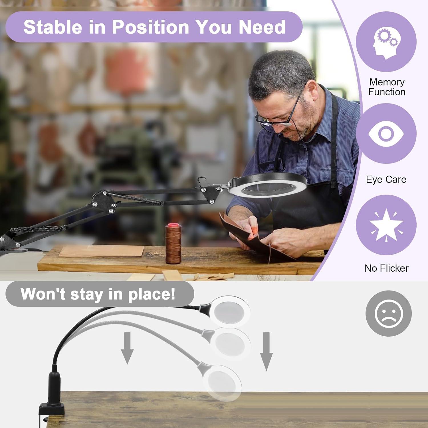 Lupa de Aumento 10X Seylae con Luz LED y Abrazadera