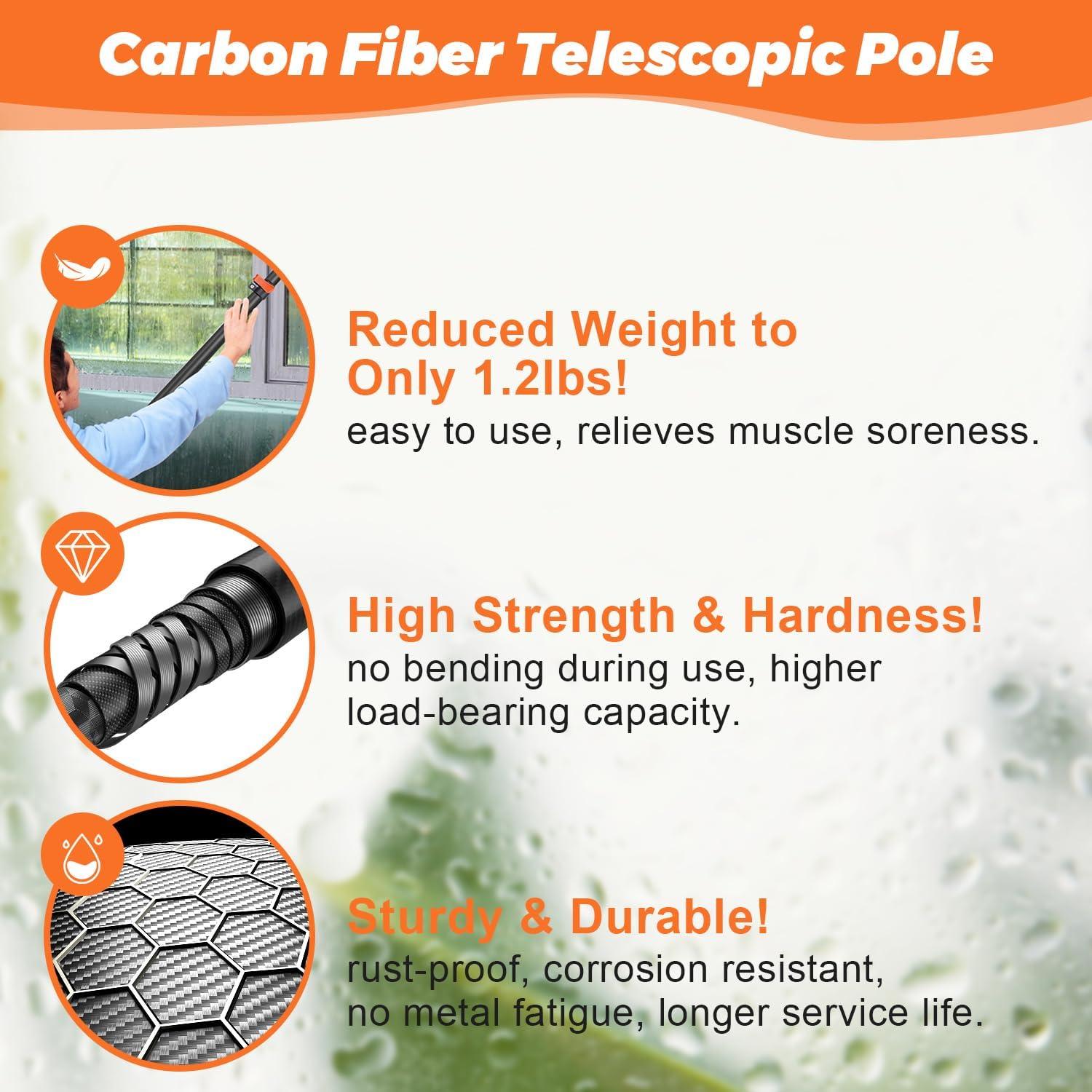 Raspador de Ventanas Telescópico Msnaile 3.66m Fibra de Carbono
