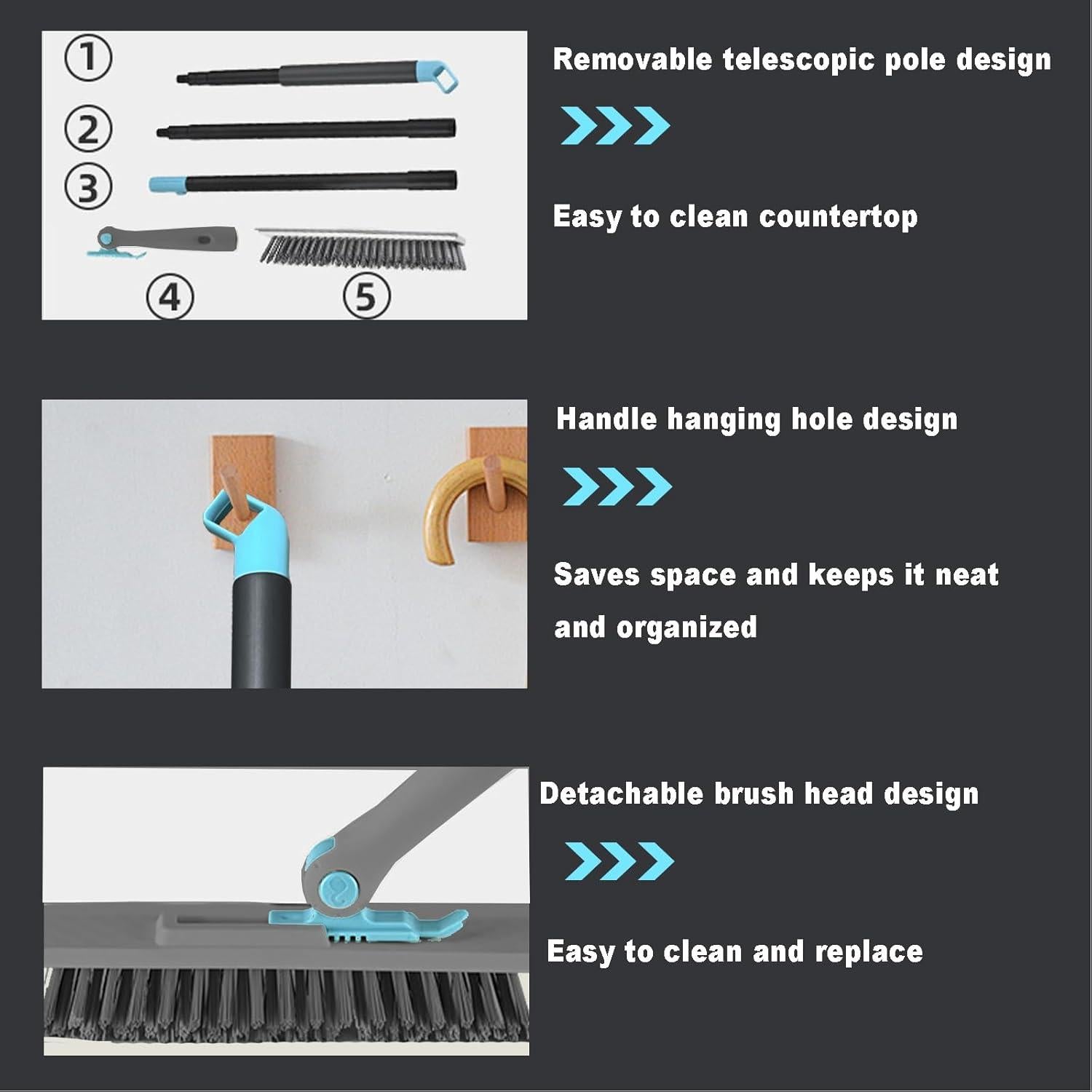 Cepillo de Limpieza de Juntas en Forma de V con Mango Ajustable