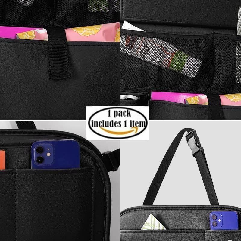 Organizador de Asiento Trasero de Coche MONKONAR - Cuero PU, 9 Bolsillos, Bandeja Plegable