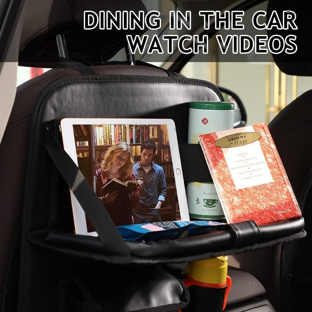 Organizador de Asiento Trasero de Coche MONKONAR - Cuero PU, 9 Bolsillos, Bandeja Plegable
