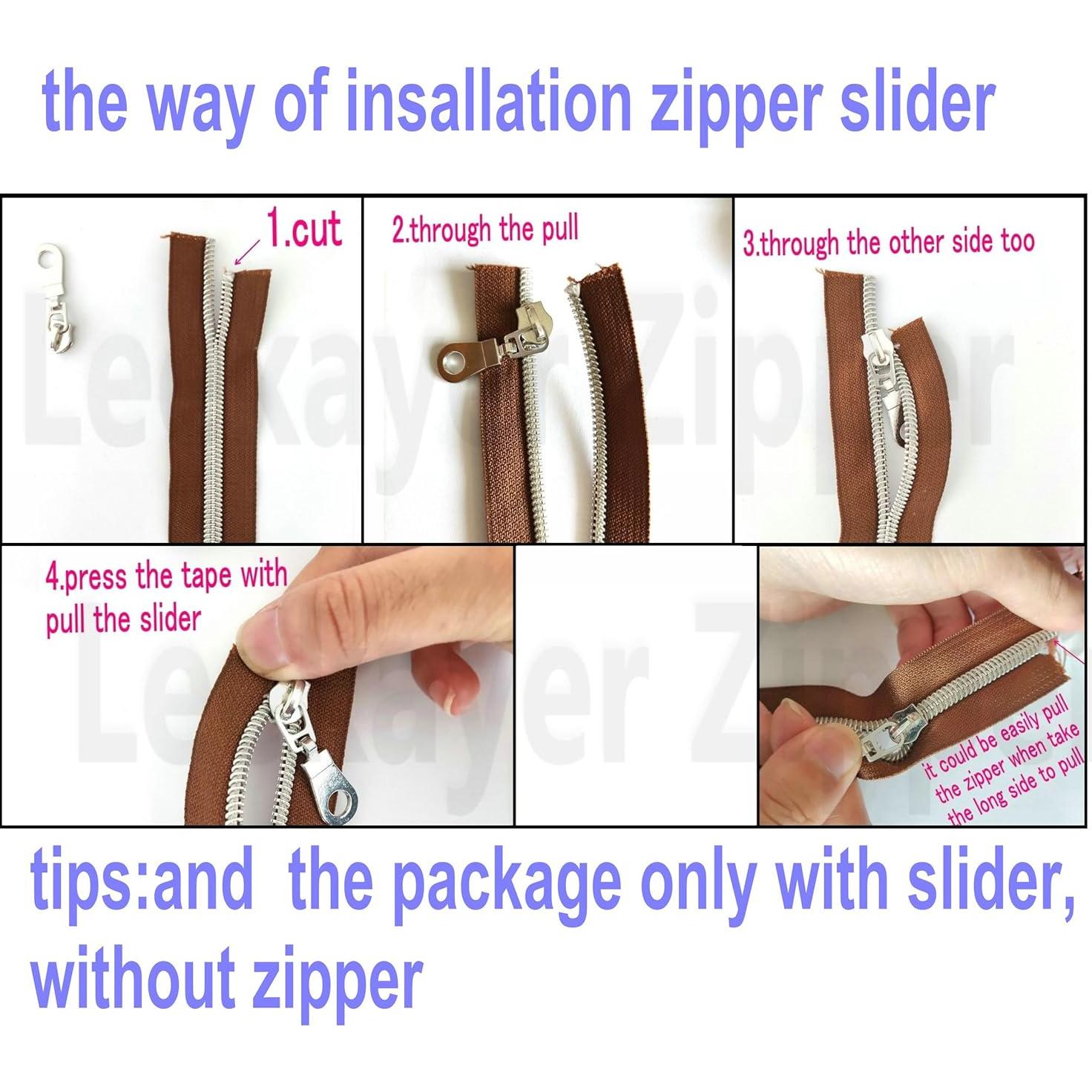 Tiradores de Cremallera Leekayer 50PCS #5 Plateados Brillantes