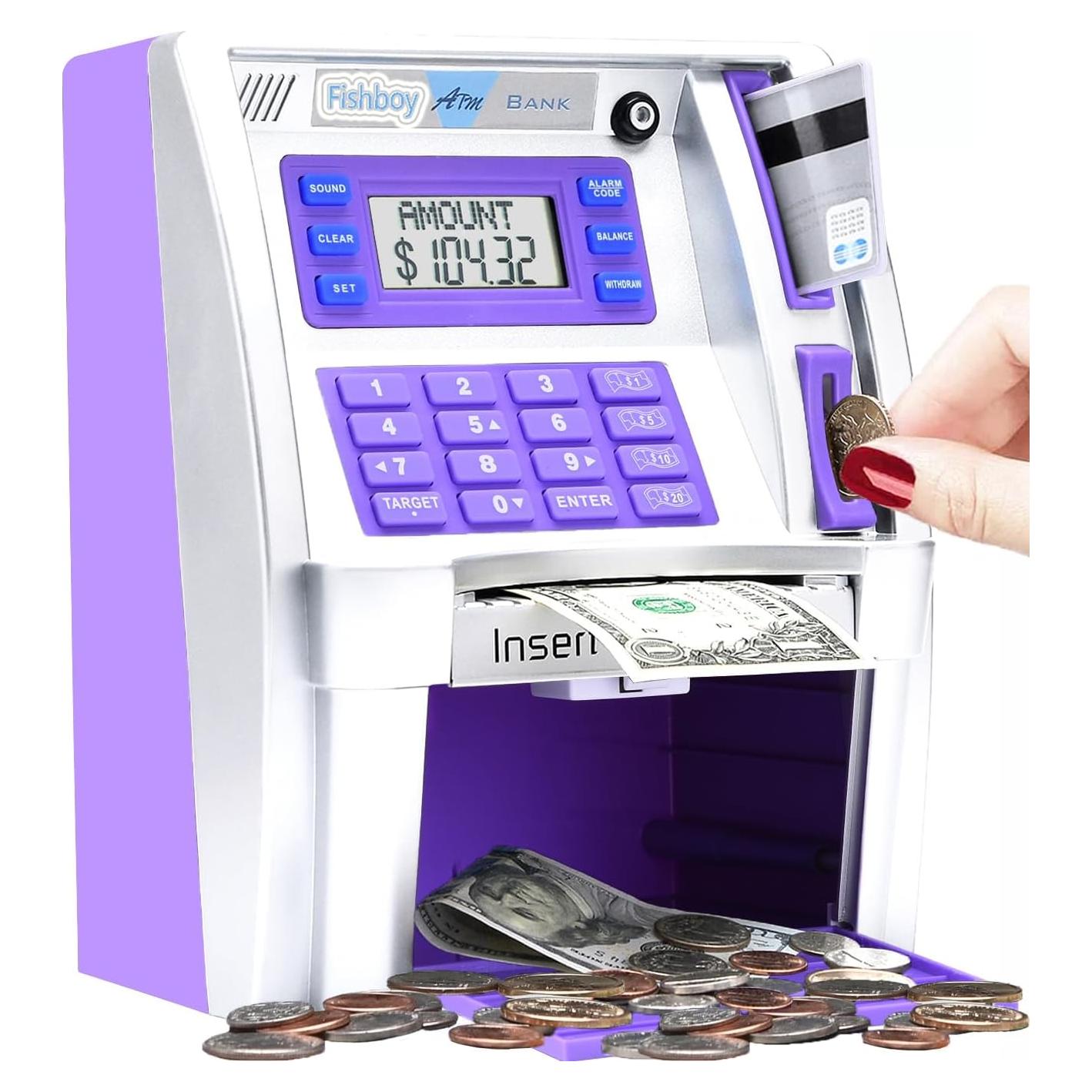 Hucha ATM Fishboy para Niños con Tarjeta de Débito y Memoria