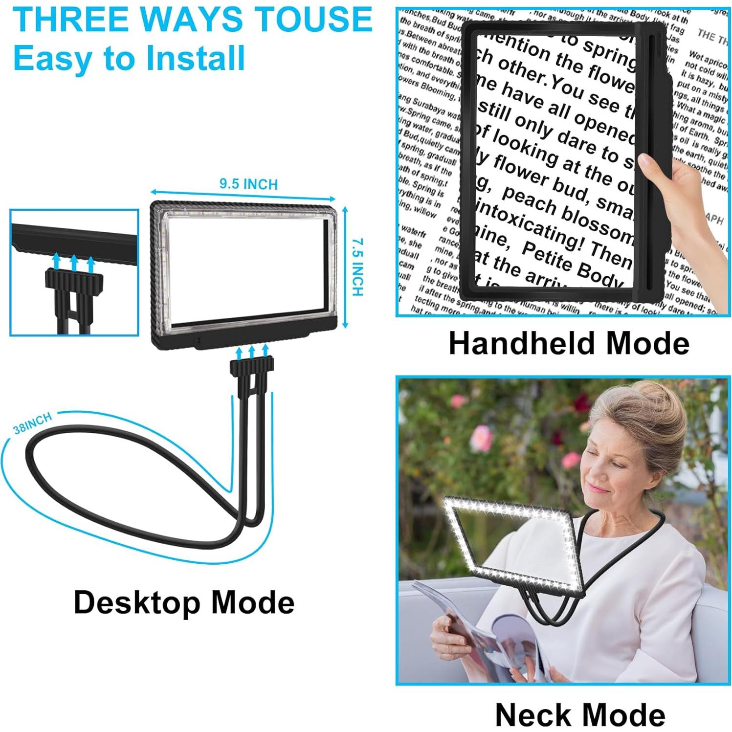 Lupa Iluminada Sin Manos NZQXJXZ 5X con 43 LEDs Ajustables
