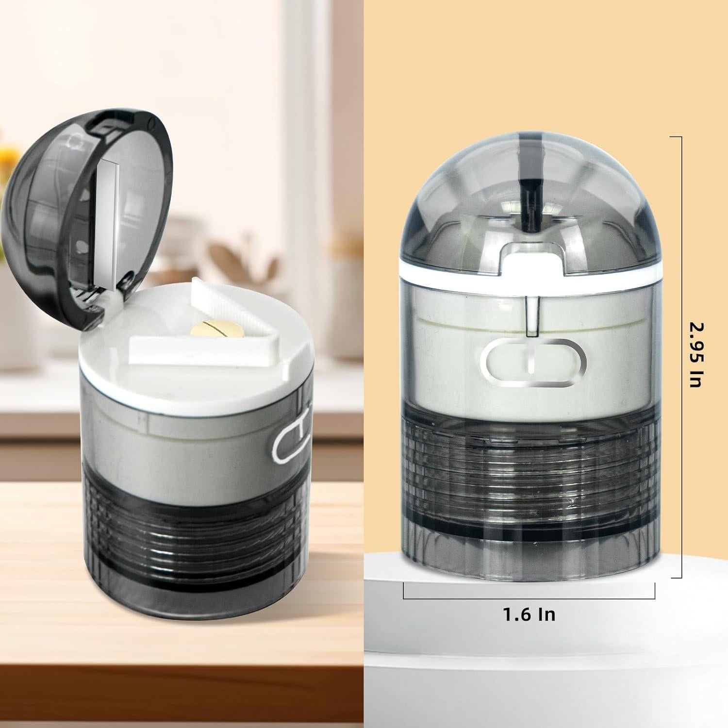 Triturador y Cortador de Pastillas 4-en-1 Gusil, Acero Inoxidable