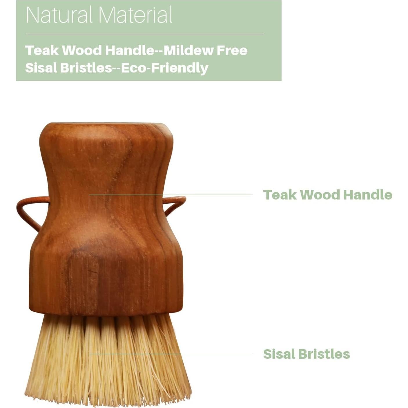 Set de 3 Cepillos de Fregado de Teca HTB con Cerdas de Sisal