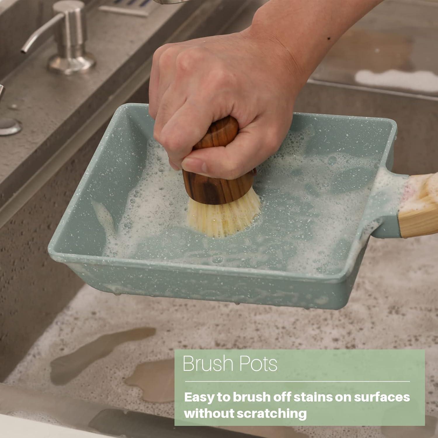 Set de 3 Cepillos de Fregado de Teca HTB con Cerdas de Sisal