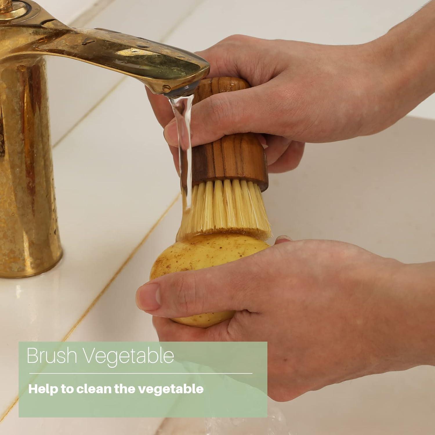 Set de 3 Cepillos de Fregado de Teca HTB con Cerdas de Sisal