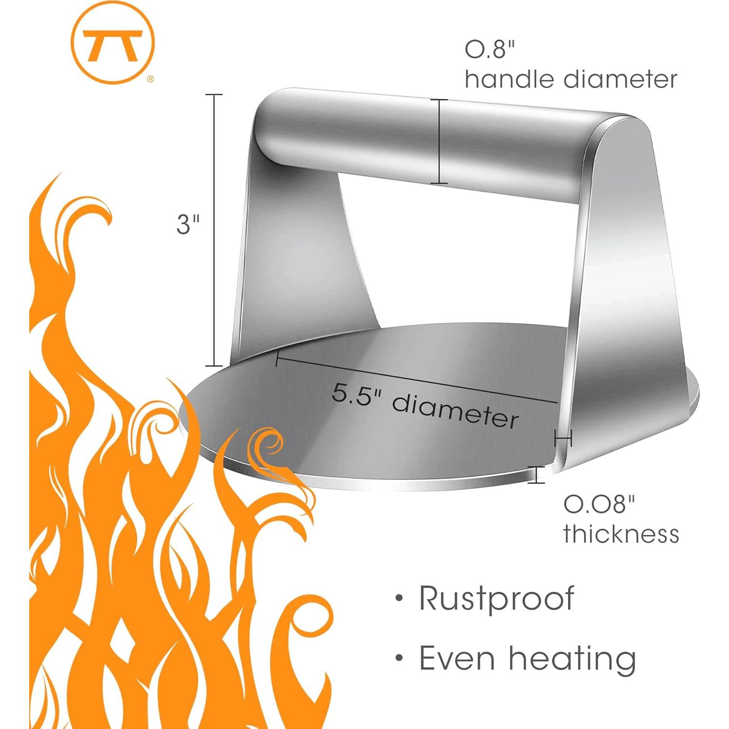 Aplastador de Hamburguesas Fox Run Acero Inoxidable 15.24 cm