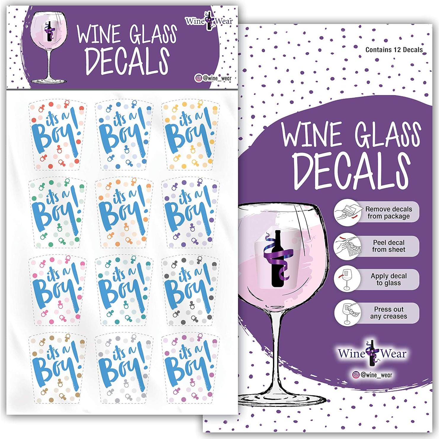 Marcadores de Bebida Wine Wear 12 Piezas - Revelación de Género Niño