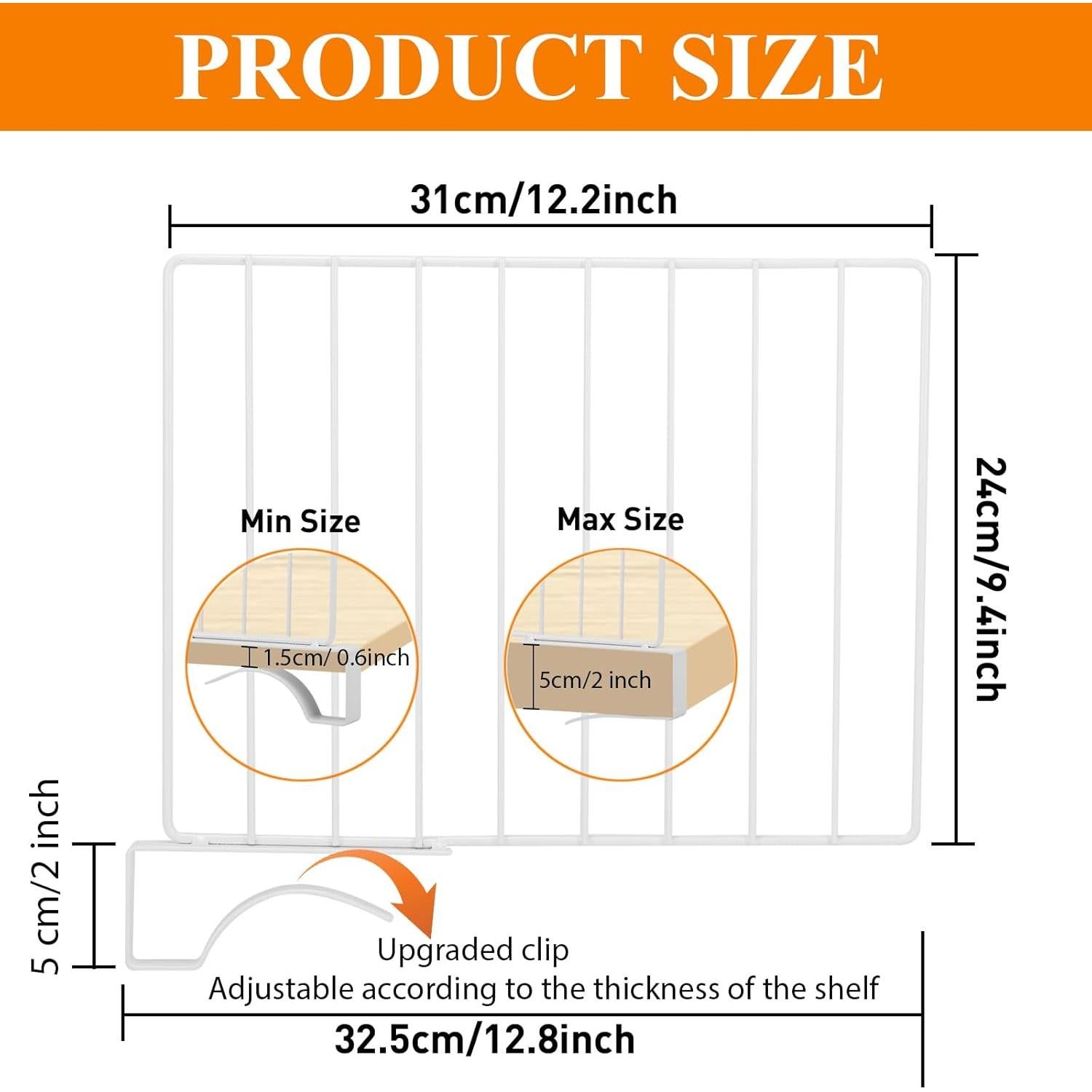 Juego de 8 Divisores de Estante de Metal Fineonly 23.9 cm