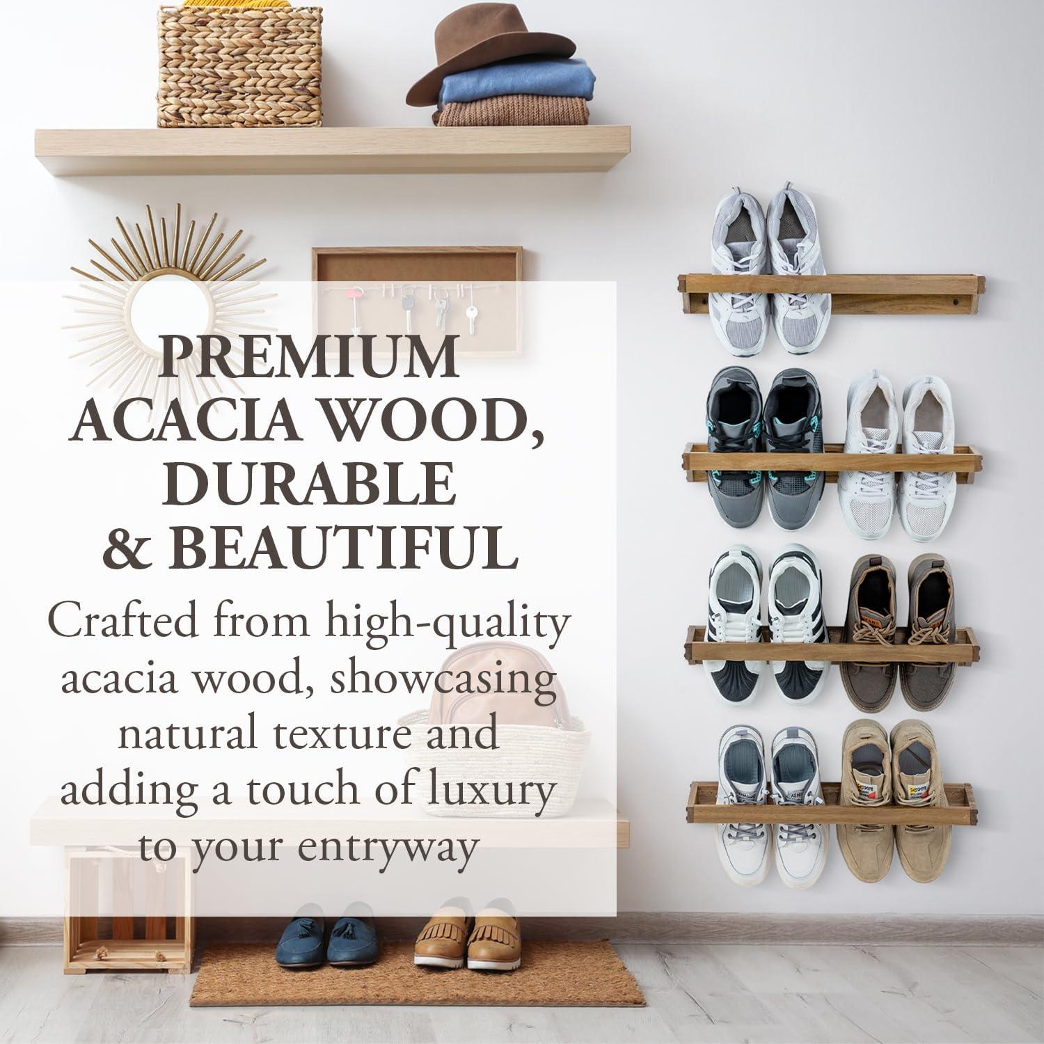 Juego de 4 estantes colgantes MyGift de madera de acacia 2.3 kg