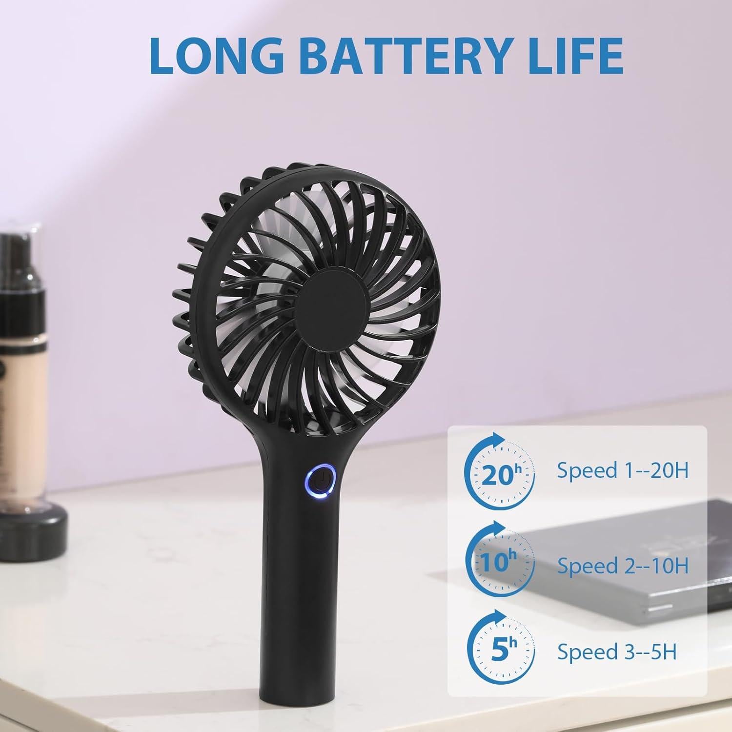 Ventilador de Mano RJVW Mini Portátil Recargable 3 Velocidades