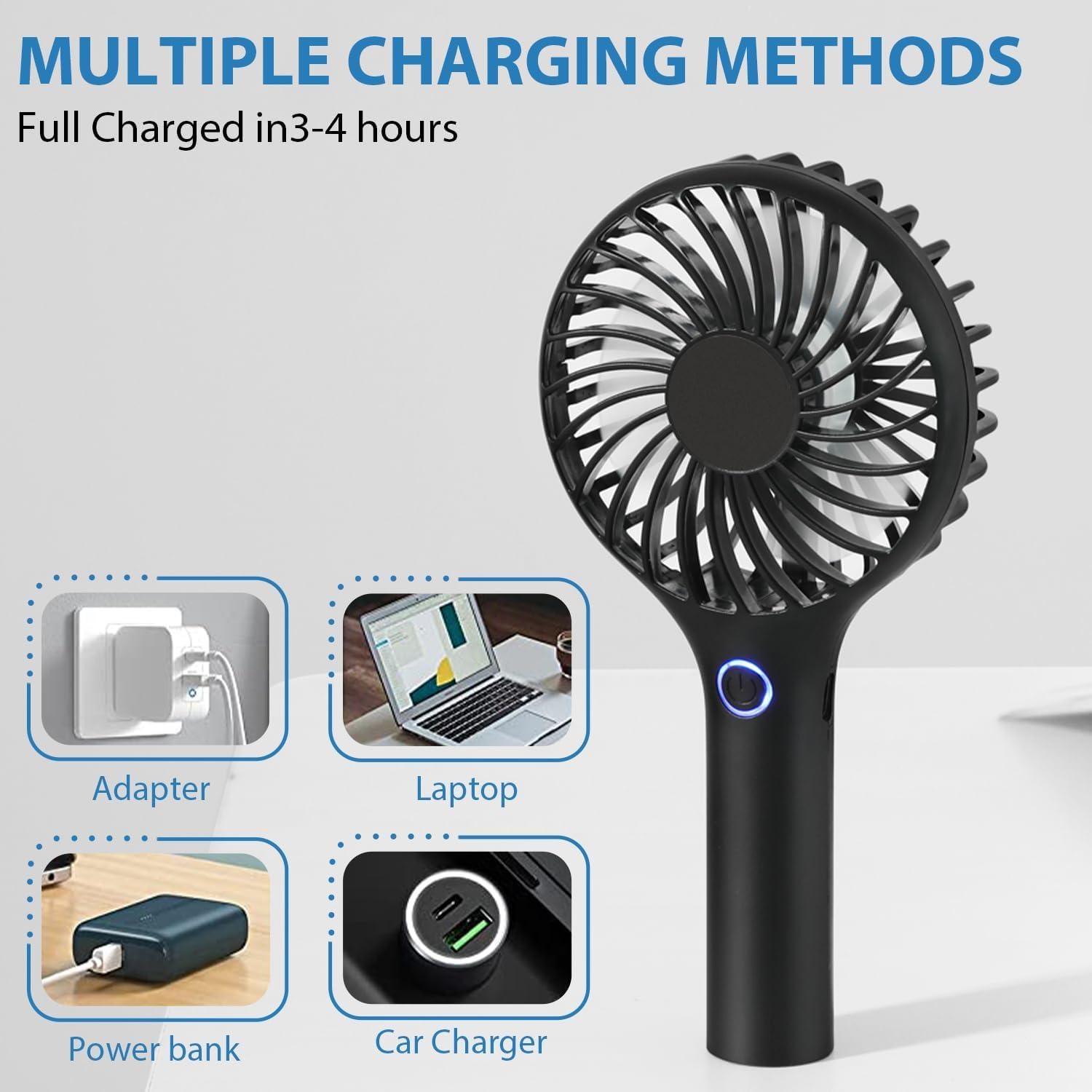 Ventilador de Mano RJVW Mini Portátil Recargable 3 Velocidades