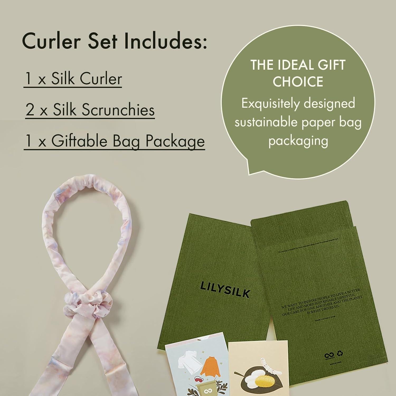 Rizador de Cabello Sin Calor LILYSILK 100% Seda Set 3 Piezas