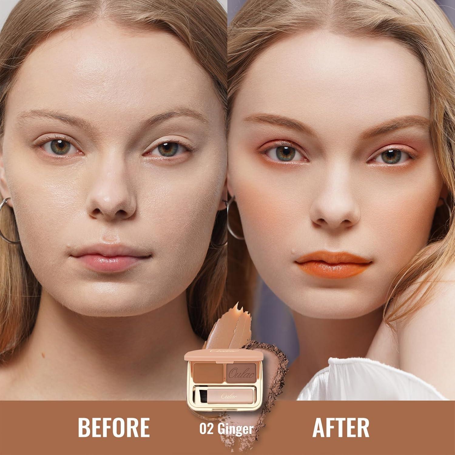 Kit de Cejas Impermeable Oulac 2 en 1 Jengibre 3.2 g