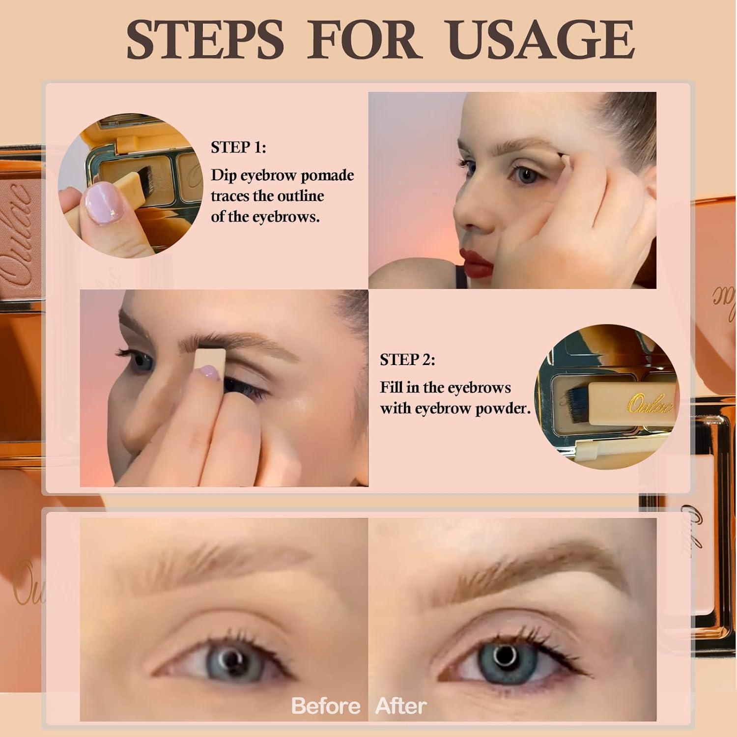 Kit de Cejas Impermeable Oulac 2 en 1 Jengibre 3.2 g