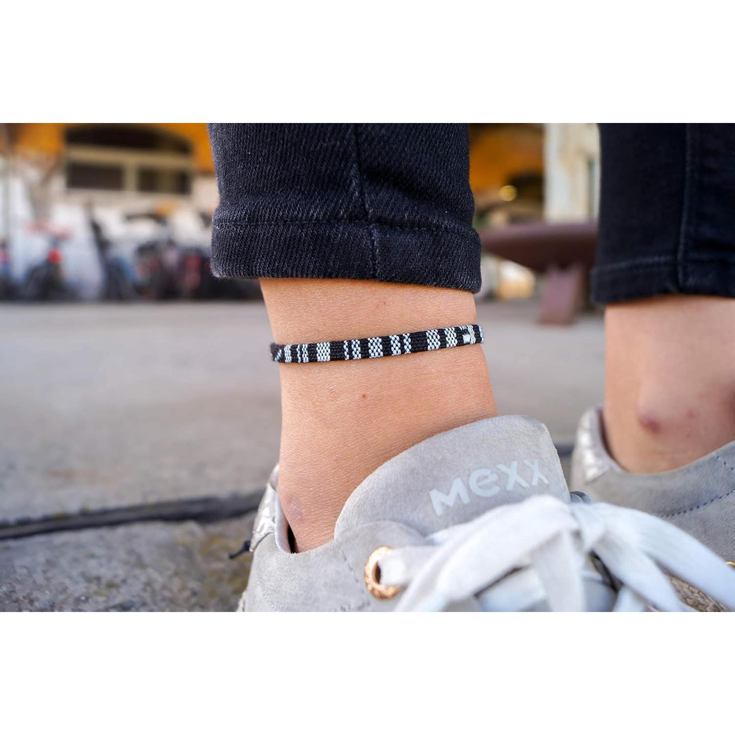 Pulsera de Tobillo Hecha a Mano Nami Ajustable Impermeable Negro