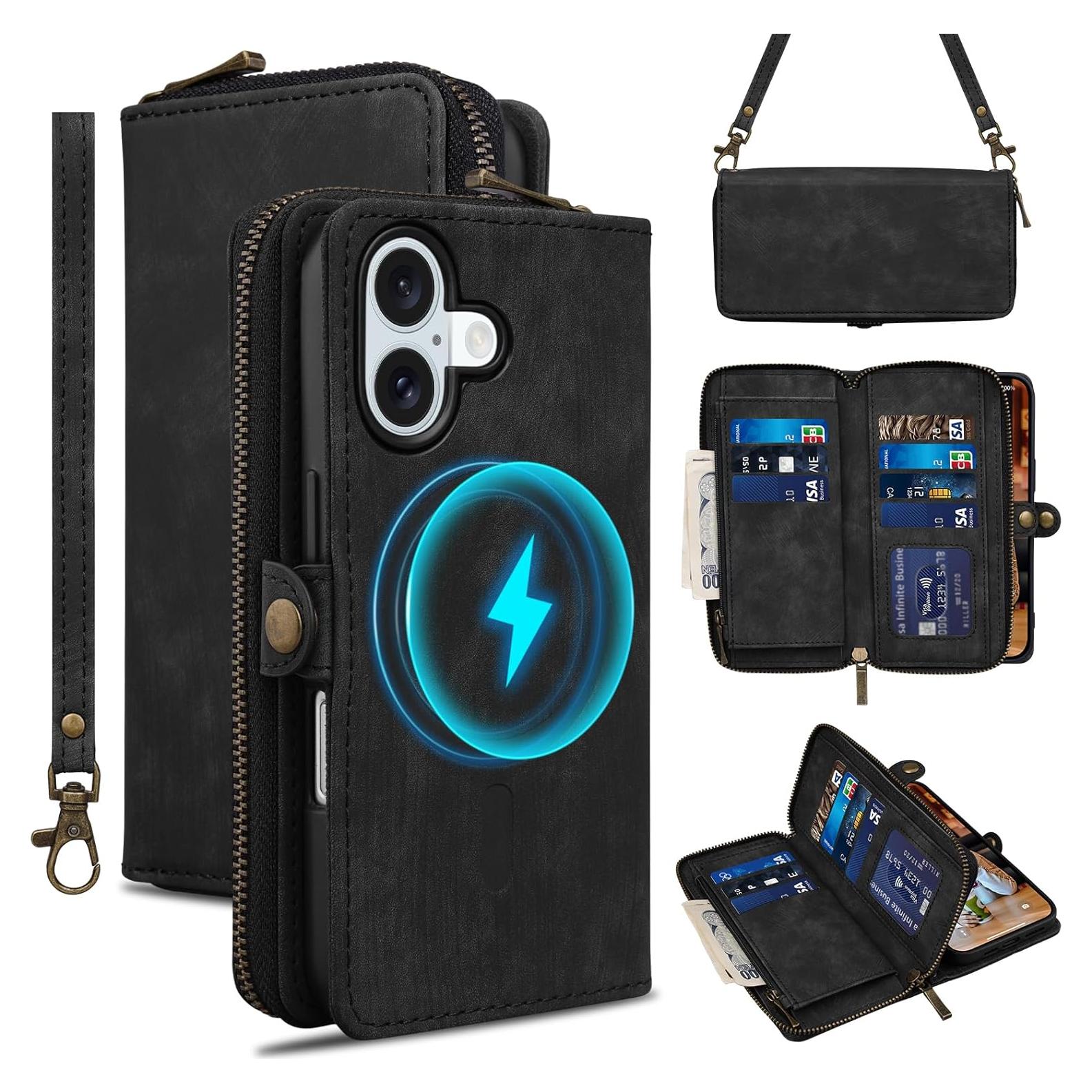 Funda Rssviss Plegable para iPhone 16 6.1" con Soporte y RFID