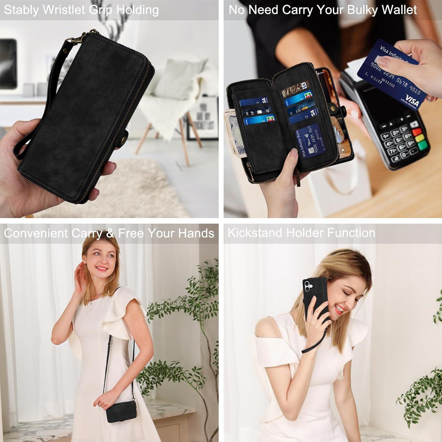 Funda Rssviss Plegable para iPhone 16 6.1" con Soporte y RFID