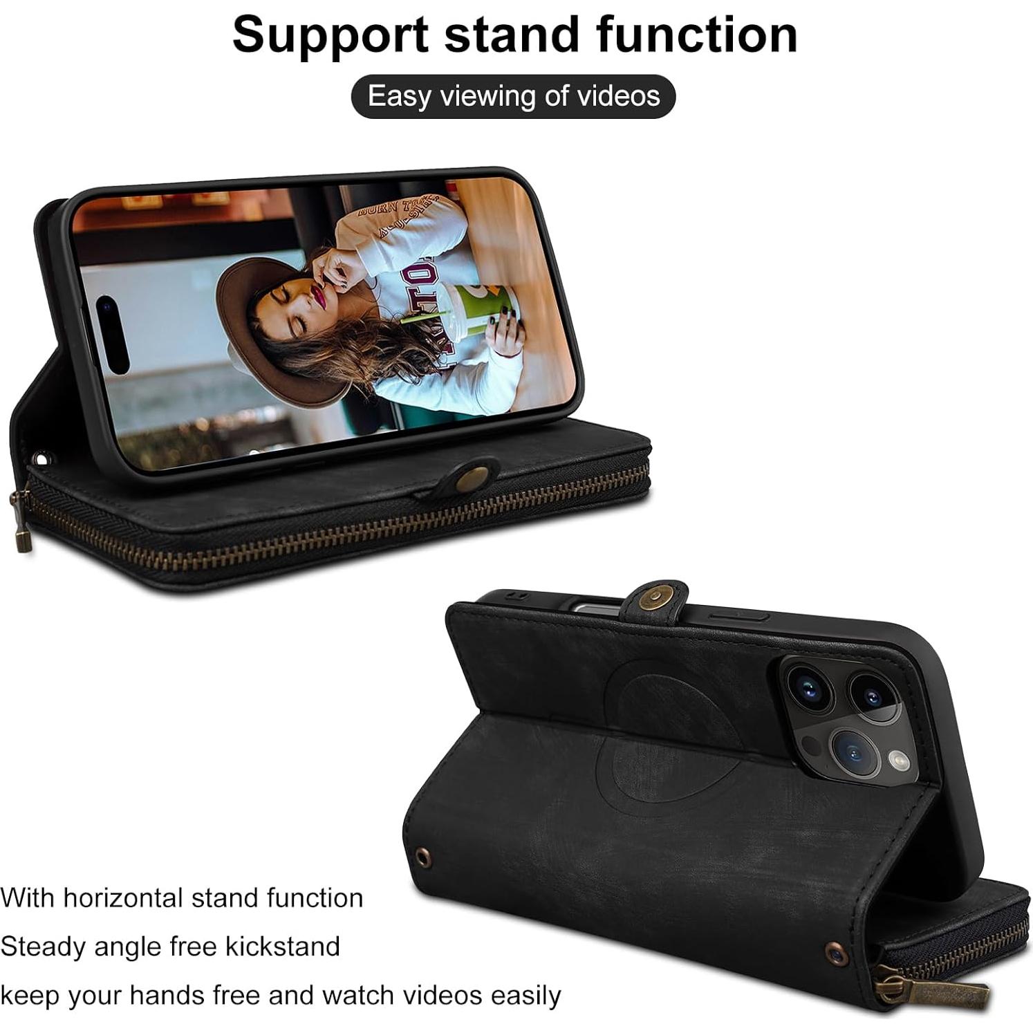 Funda Rssviss Plegable para iPhone 16 6.1" con Soporte y RFID