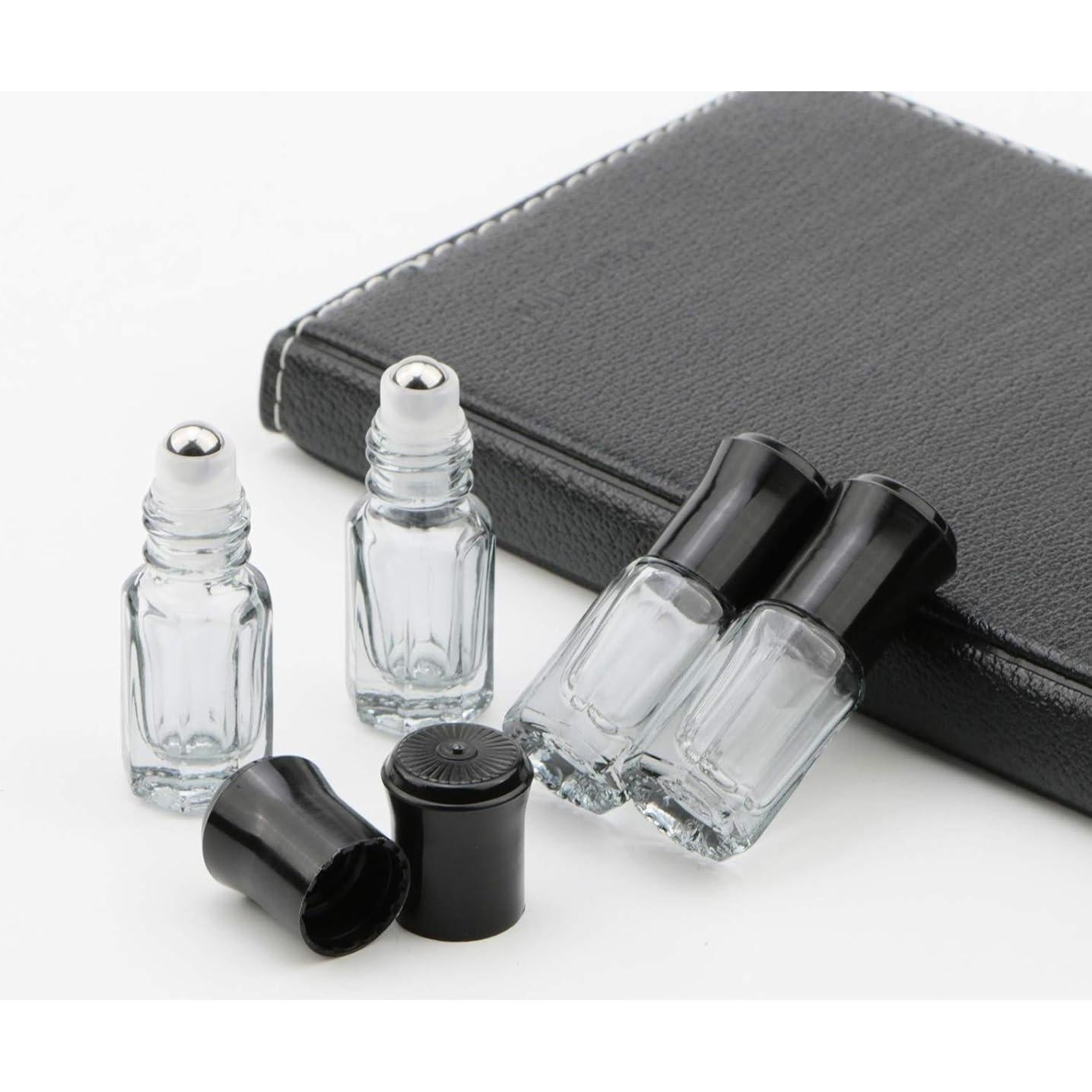 Botellas de vidrio rodantes Kesell 10Pcs 3ml negras para aceites