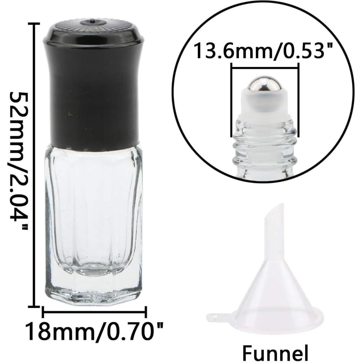 Botellas de vidrio rodantes Kesell 10Pcs 3ml negras para aceites