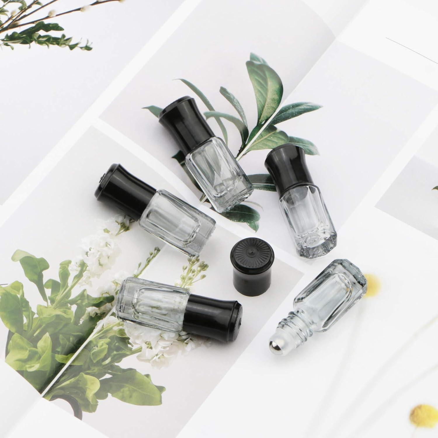 Botellas de vidrio rodantes Kesell 10Pcs 3ml negras para aceites