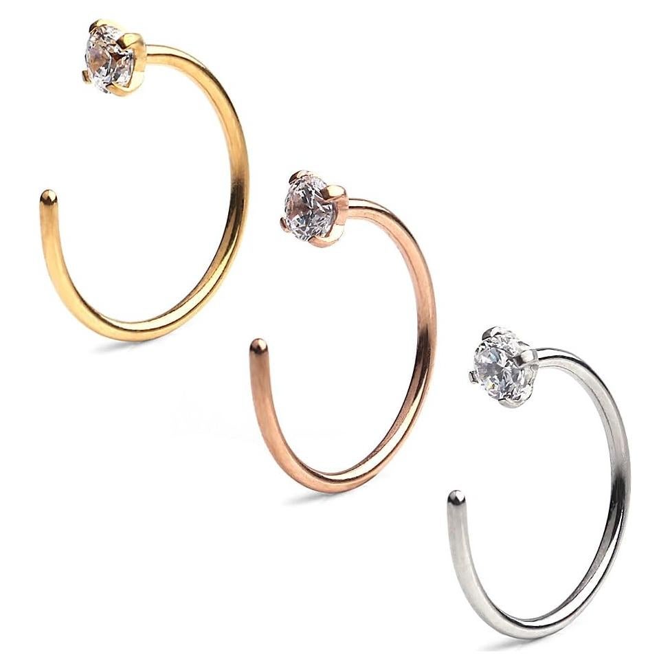 Aro de Nariz Acero Inoxidable Ruifan 3PCS 10mm Unisex