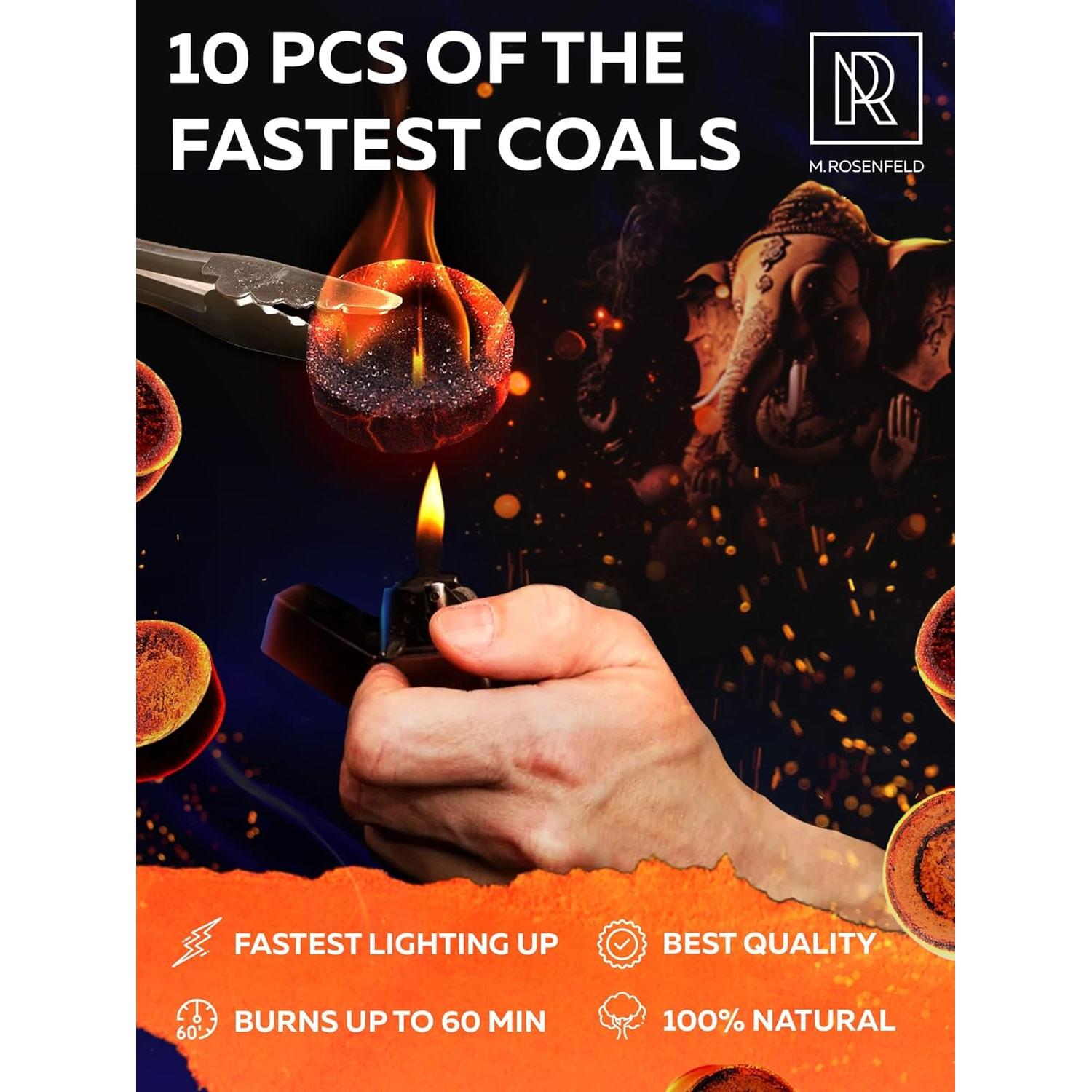 Discos de Carbón para Incienso M. ROSENFELD - 10 pcs 33 mm