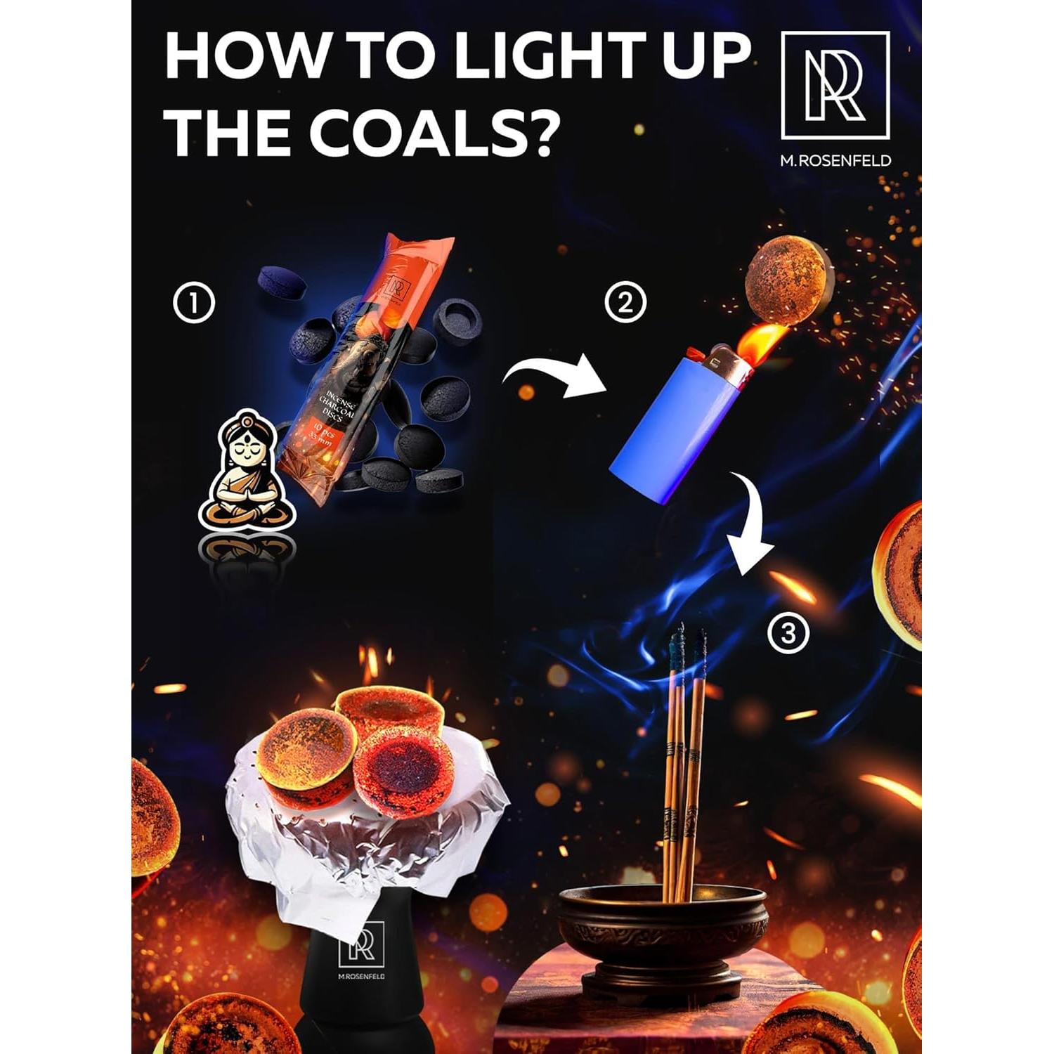 Discos de Carbón para Incienso M. ROSENFELD - 10 pcs 33 mm