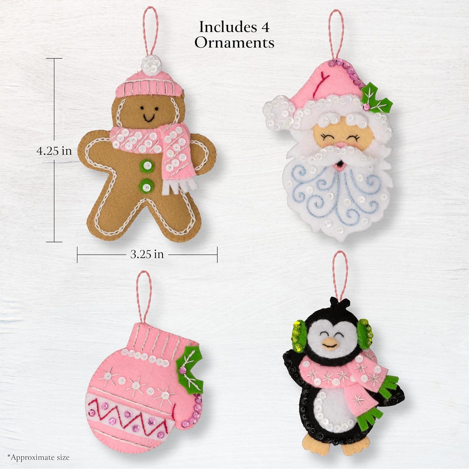 Kit de Ornamentación de Fieltro Bucilla 4 Piezas Navidad