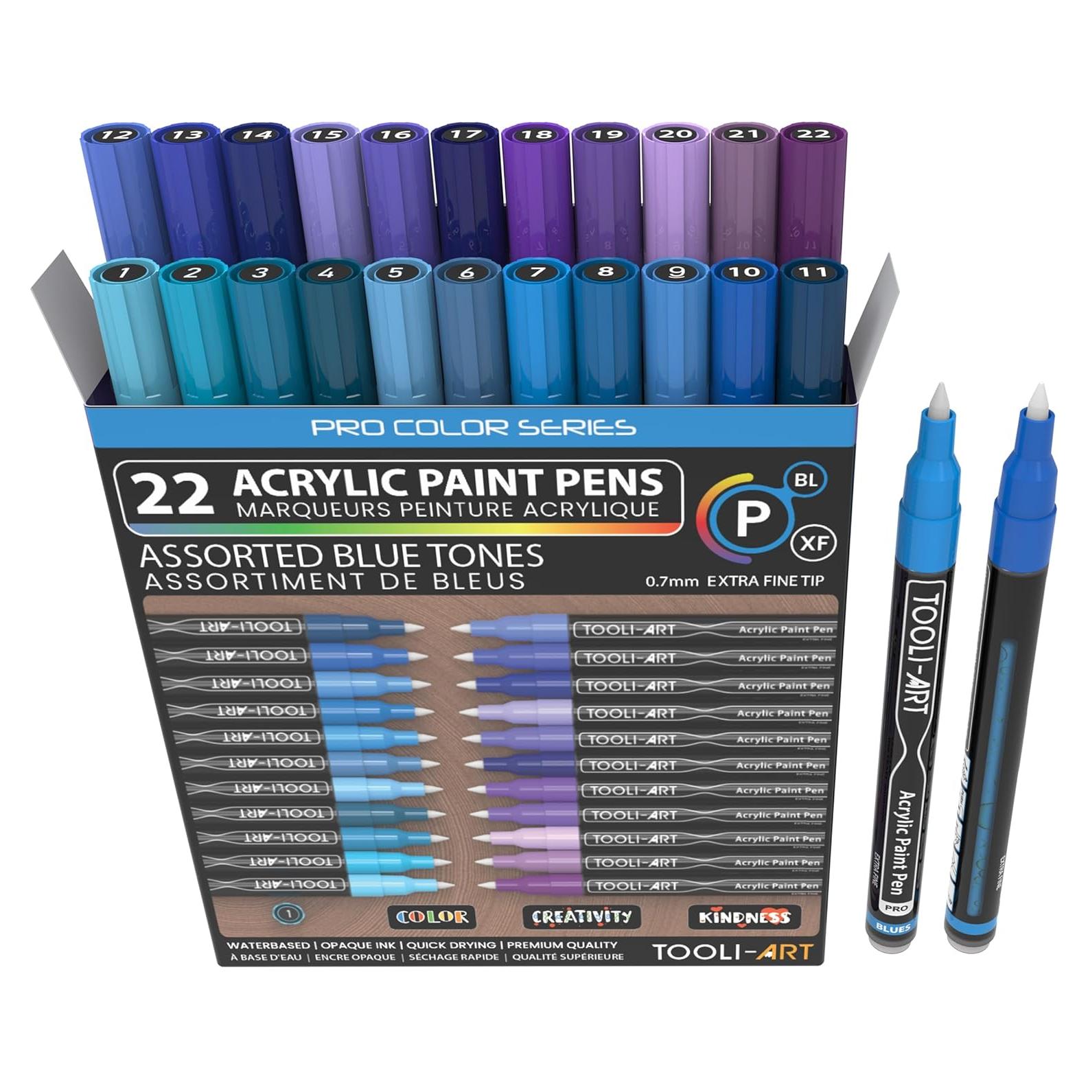 Marcadores de Pintura Acrílica TOOLI-ART 22 Tonos Azules y Morados 0.7mm