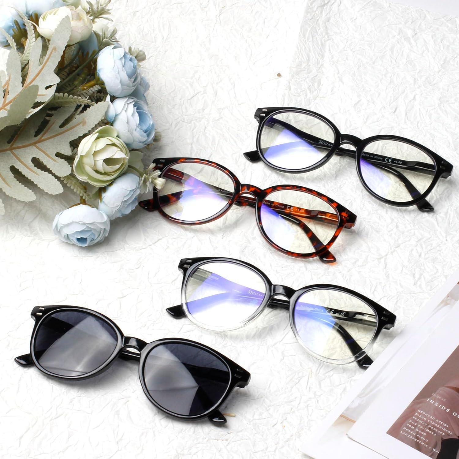 Paquete de 4 Gafas de Lectura SIGVAN Unisex 2.5x con Fundas