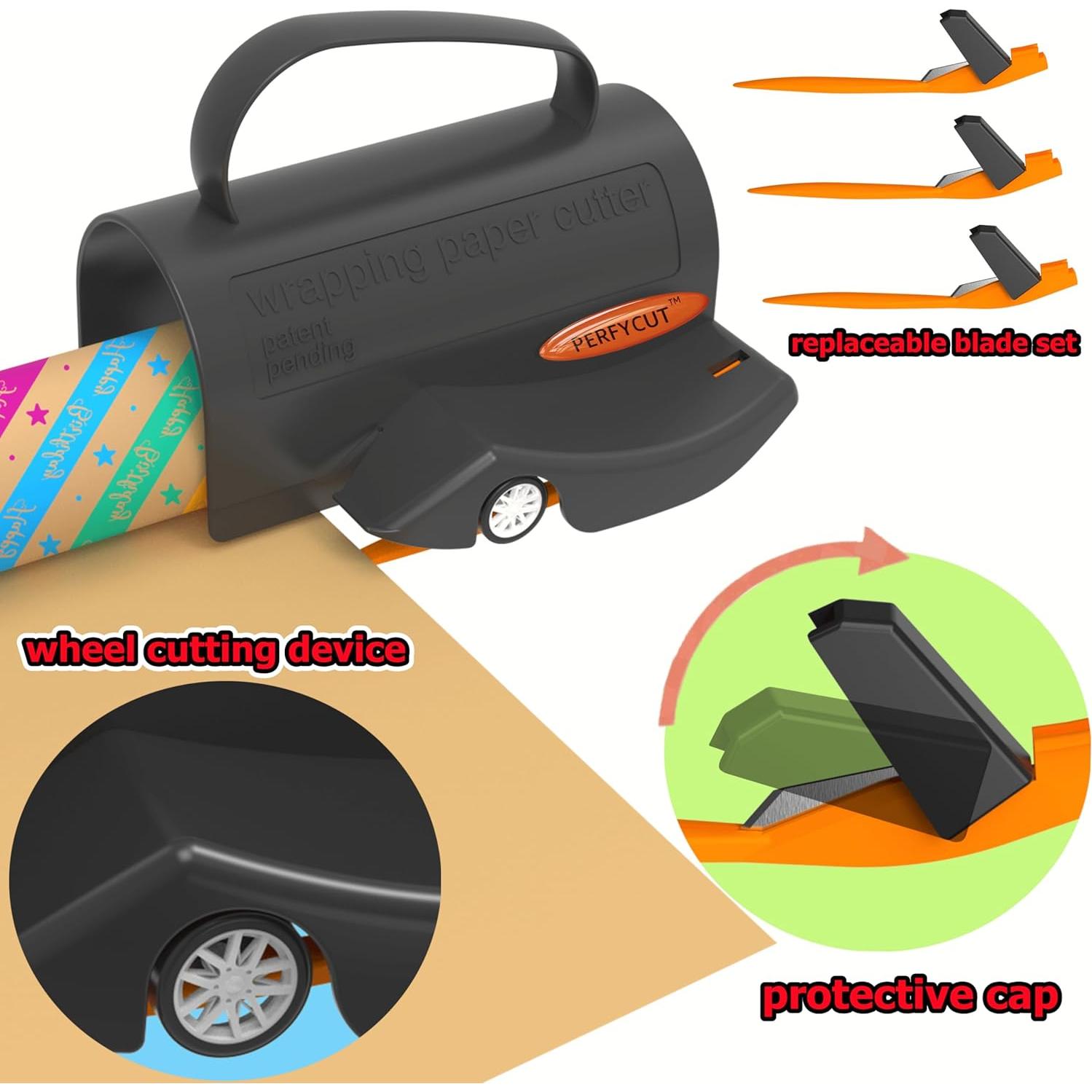 Cortador de Papel de Regalo Perfycut con 3 Cuchillas Reemplazables