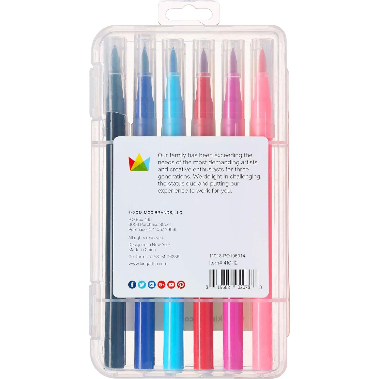 Marcadores de Pincel Acuarelables KINGART 410-12, 12 Colores