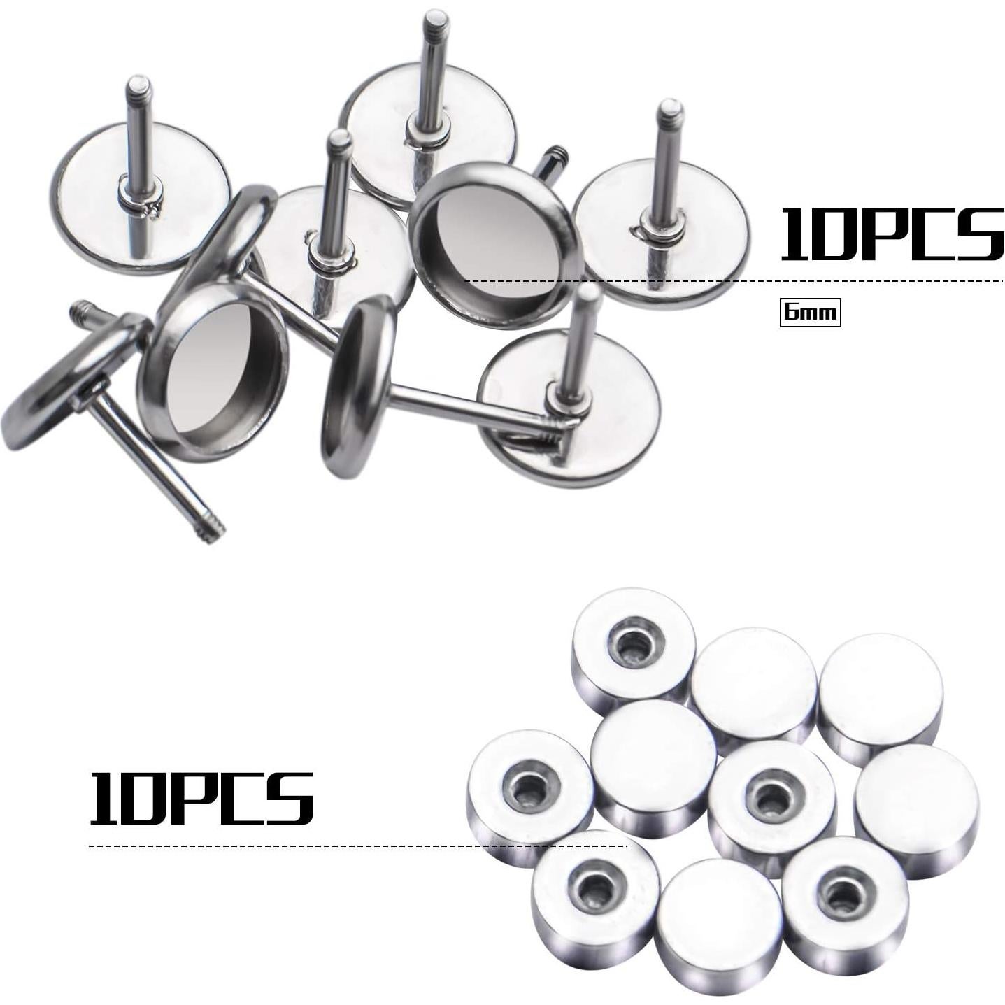 Monturas de Pendientes de Cabochón Aylifu 10pcs 6mm Acero Inoxidable