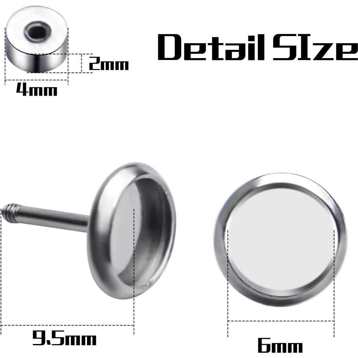 Monturas de Pendientes de Cabochón Aylifu 10pcs 6mm Acero Inoxidable