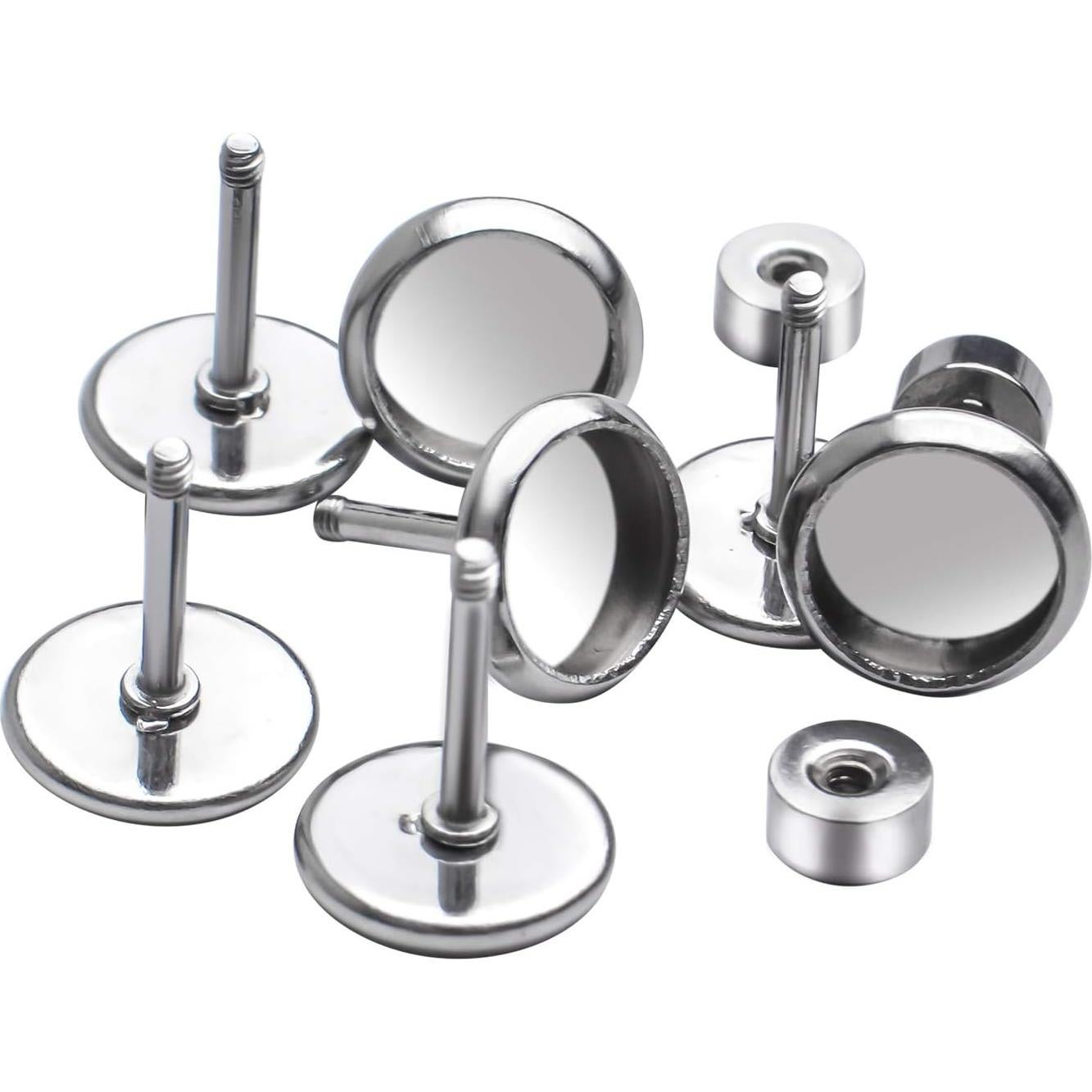 Monturas de Pendientes de Cabochón Aylifu 10pcs 6mm Acero Inoxidable