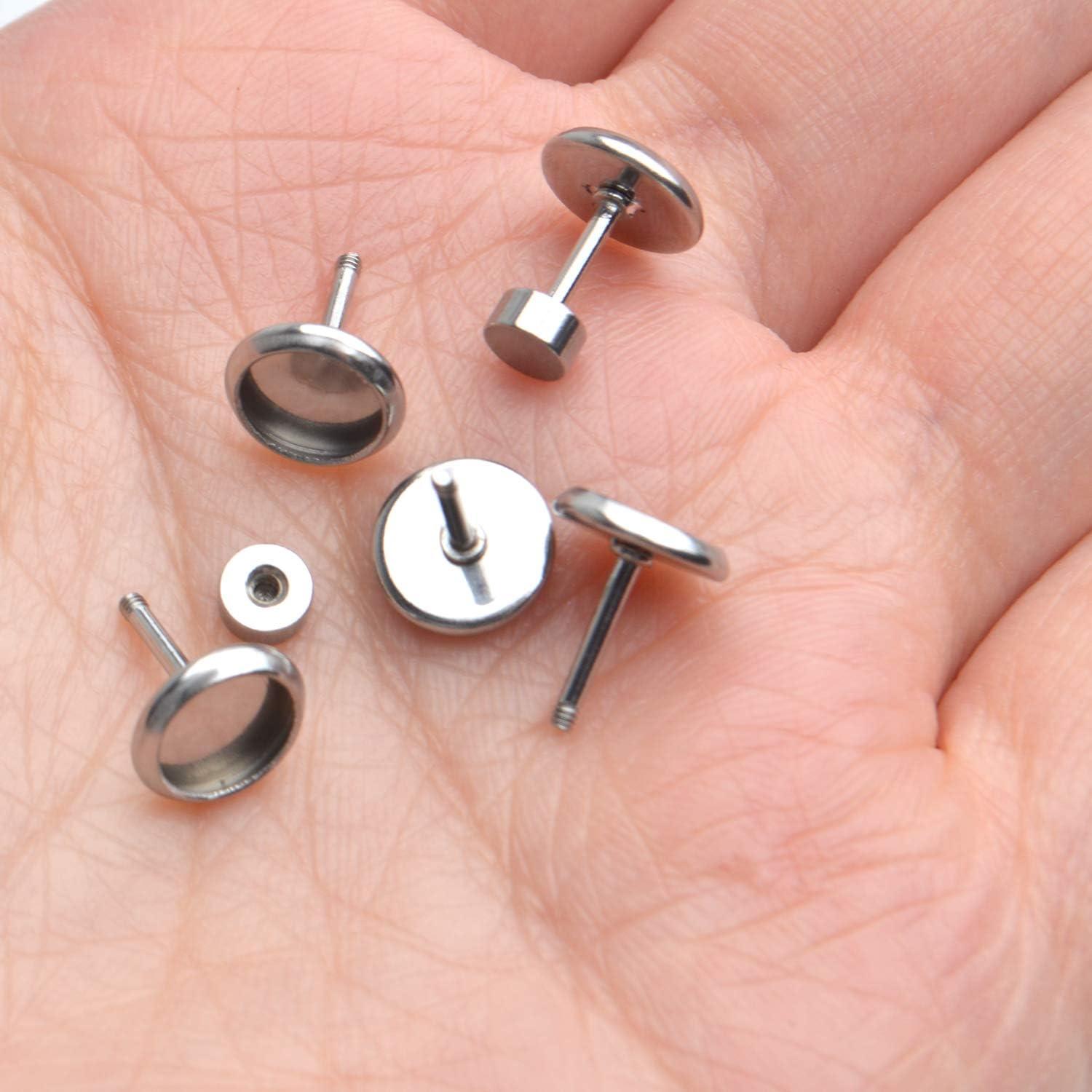 Monturas de Pendientes de Cabochón Aylifu 10pcs 6mm Acero Inoxidable