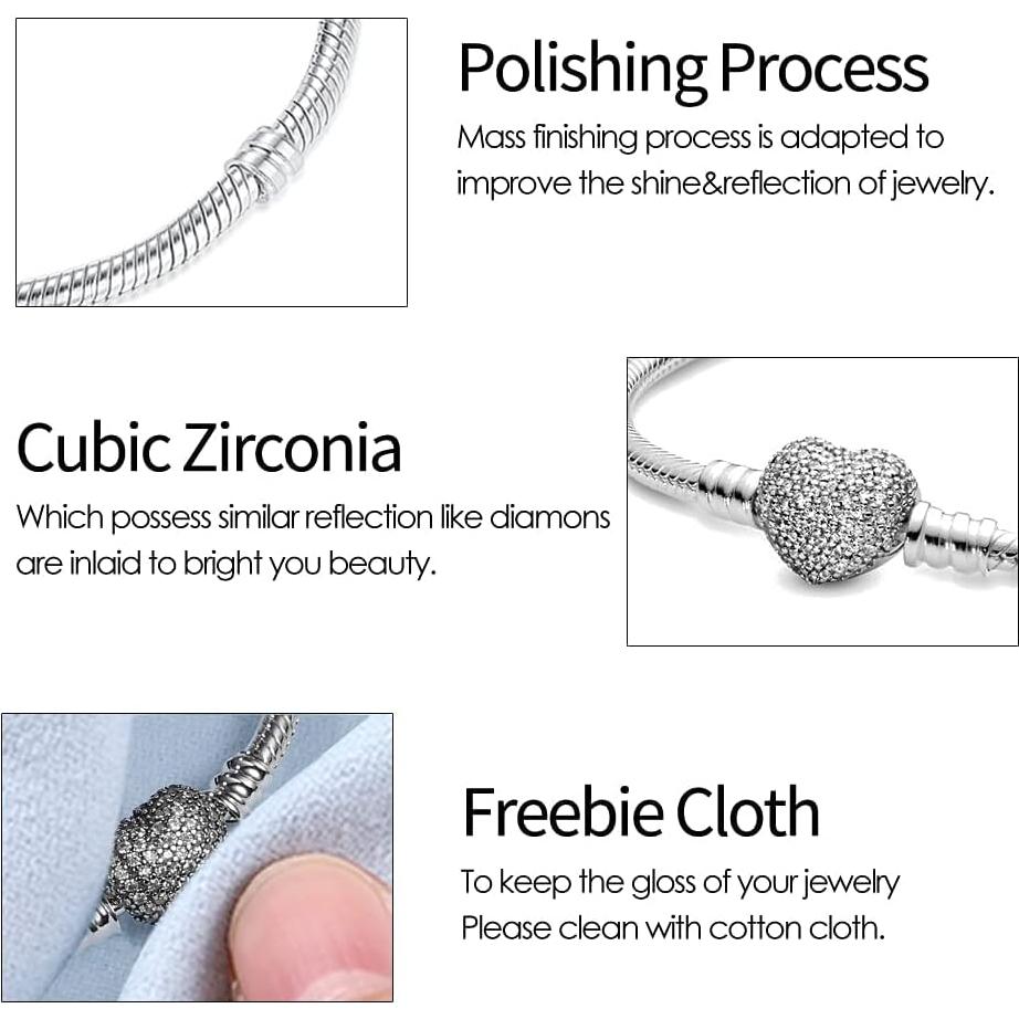 Pulsera de Encanto KUNSIR de Plata Esterlina 925 para Mujeres