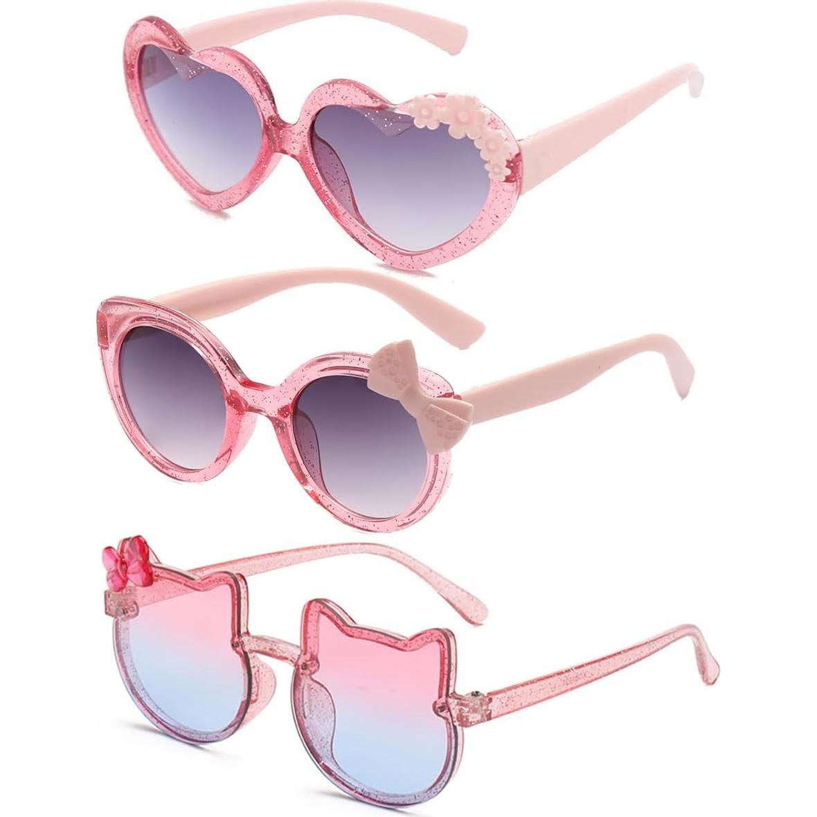 Gafas de sol para niñas 3 pares gatitas rosas UV400