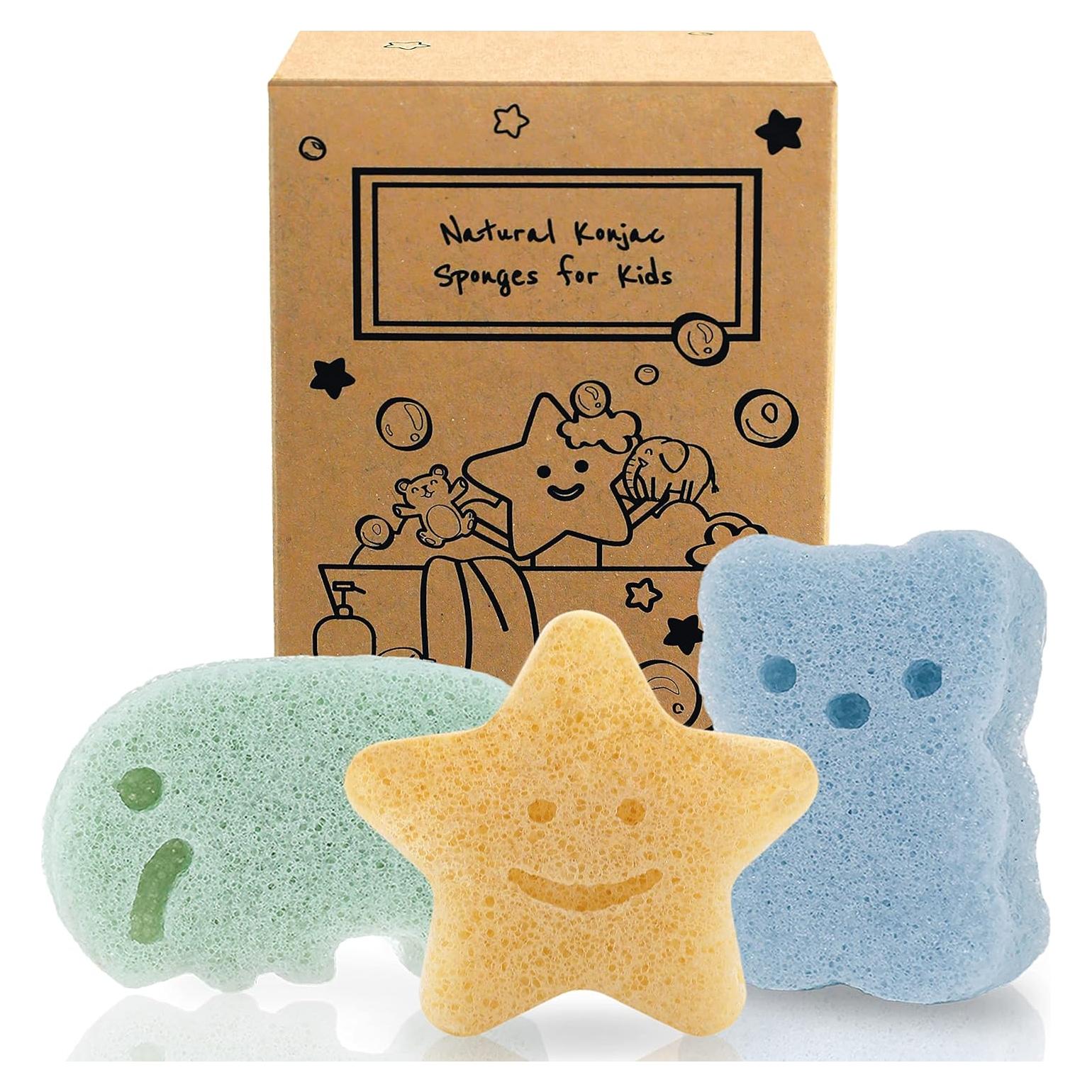 Esponjas Konjac para Bebés MyHomeBody - Set 3 Piezas Elefante, Oso, Estrella