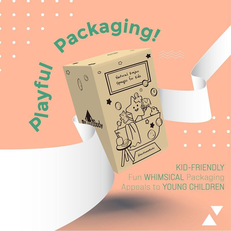 Esponjas Konjac para Bebés MyHomeBody - Set 3 Piezas Elefante, Oso, Estrella