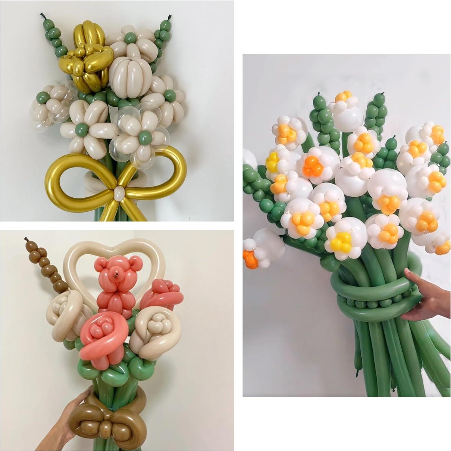 100 Globos Largos Verde Salvia 260Q para Modelado de Animales